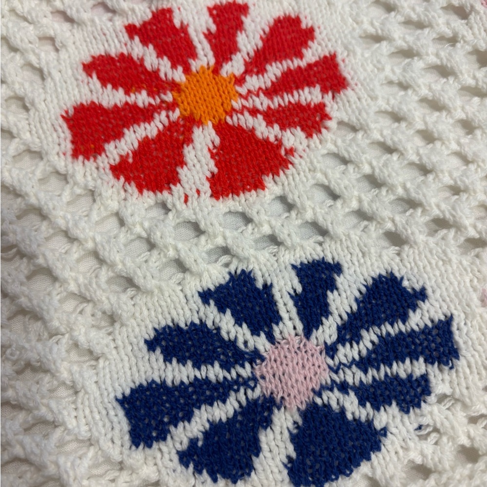 Altar'd State White Crochet Top with Red Accents - Picture 6 of 6